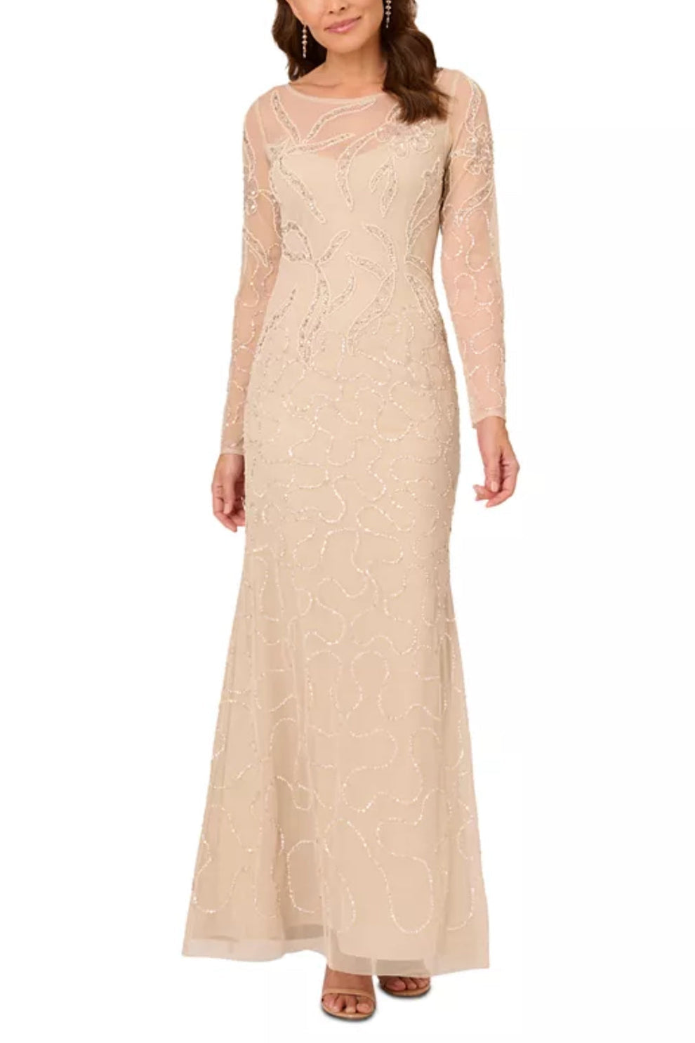 Adrianna Papell AD5E210709 Long Sleeve Beaded Formal Dress