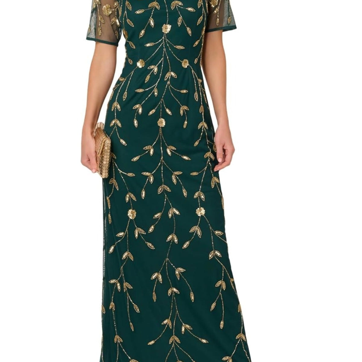 Adrianna Papell AD5E212396 Green Gold 14 Sale – The Dress Outlet