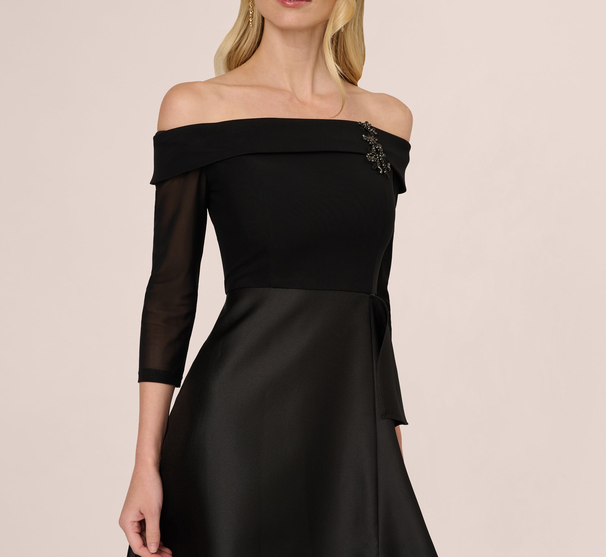 Off-the-Shoulder Floor-Length Satin Occasion A-Line Adrianna Papell AD5E212762
