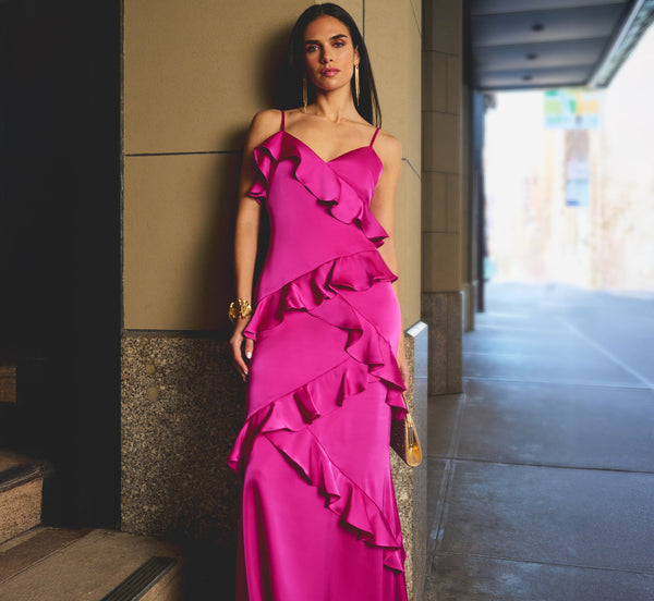 Adrianna Papell ADAE212020 Long Satin Formal Dress