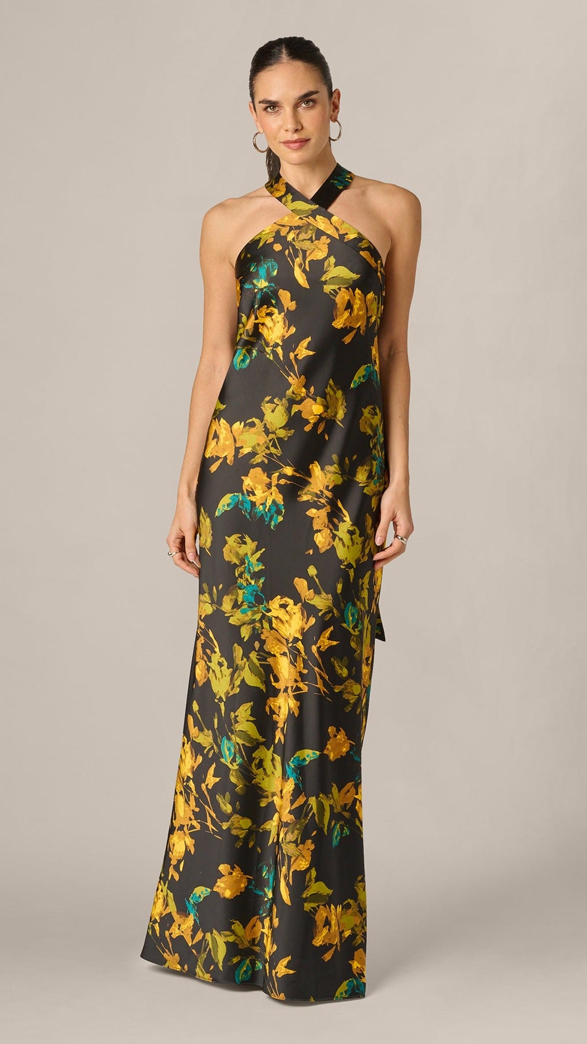 Adrianna Papell 213584 Black Multi, full-length front view