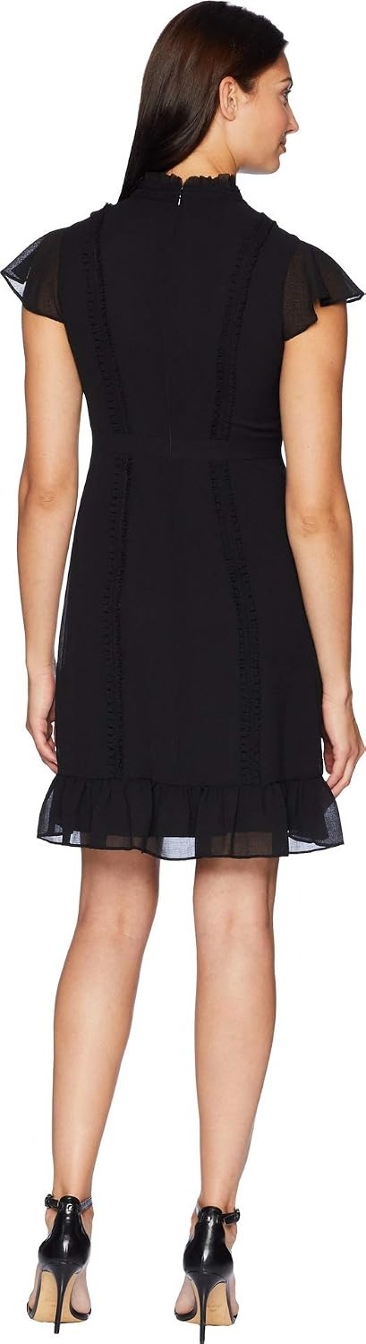 High Neck Mini Chiffon Cocktail A Line Ruffle Cocktail Dress Adrianna Papell AP1D102566