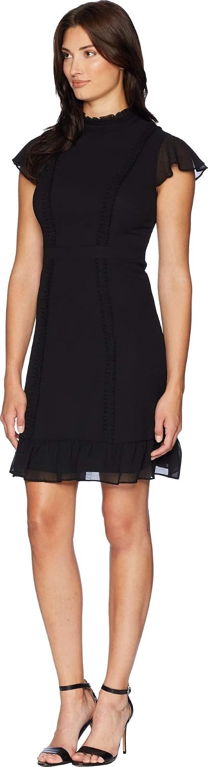 High Neck Mini Chiffon Cocktail A Line Ruffle Cocktail Dress Adrianna Papell AP1D102566