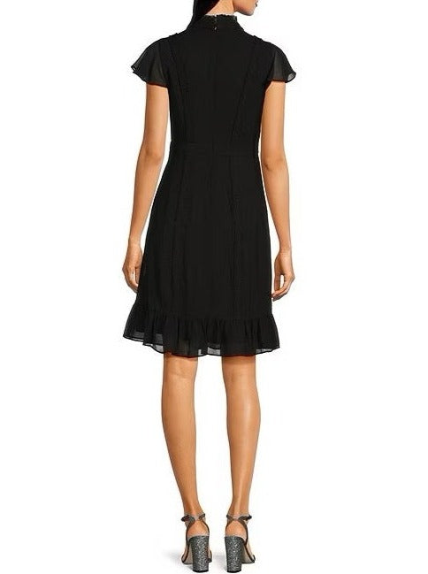 High Neck Mini Chiffon Cocktail A Line Ruffle Cocktail Dress Adrianna Papell AP1D102566