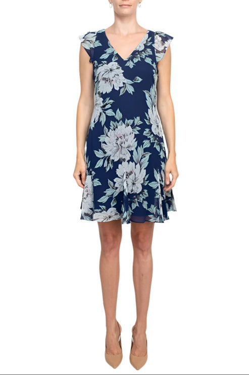 Adrianna Papell AP1D104042 Floral Print Short Cocktail Dress