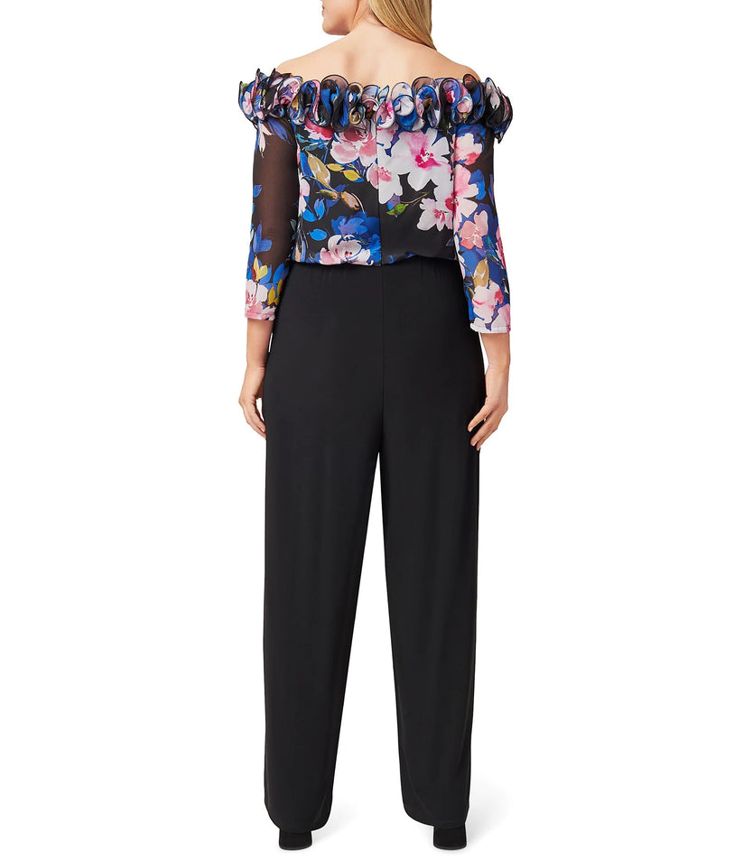 Adrianna Papell AP1D104761 W Plus Size Floral Print Pant Suit
