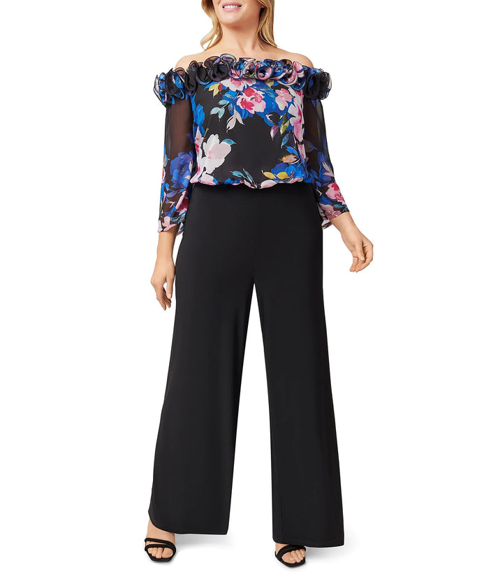 Adrianna Papell AP1D104761 W Plus Size Floral Print Pant Suit
