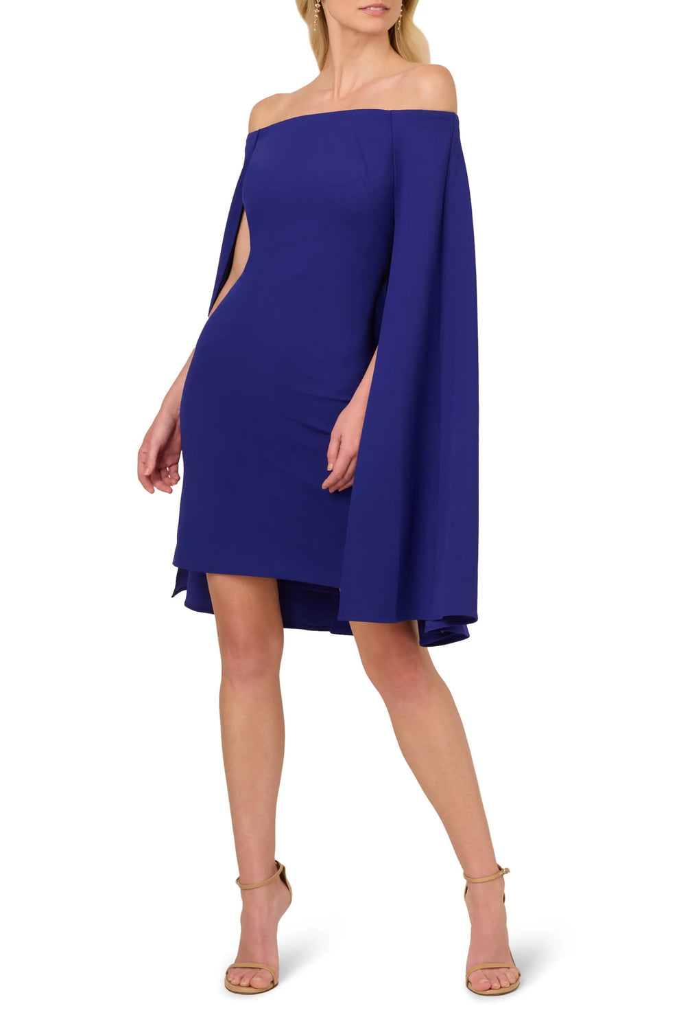 Adrianna Papell AP1D104995 W Plus Size Short Cape Cocktail Dress