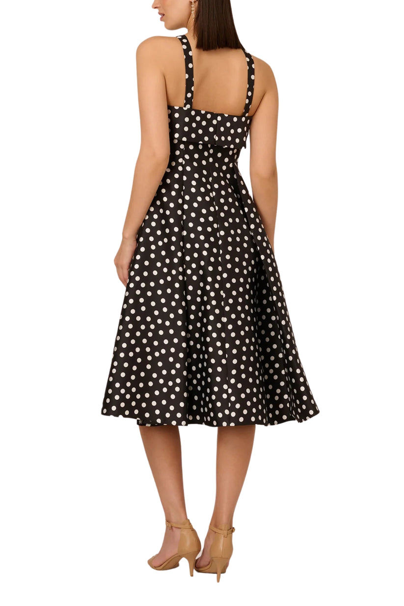 Adrianna Papell AP1D105713 A Line Polka Dot Midi Cocktail Dress