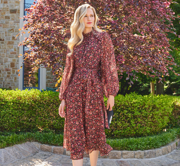 Crew/High-Neck Midi Chiffon Special Occasion A-Line Adrianna Papell AP1D106038