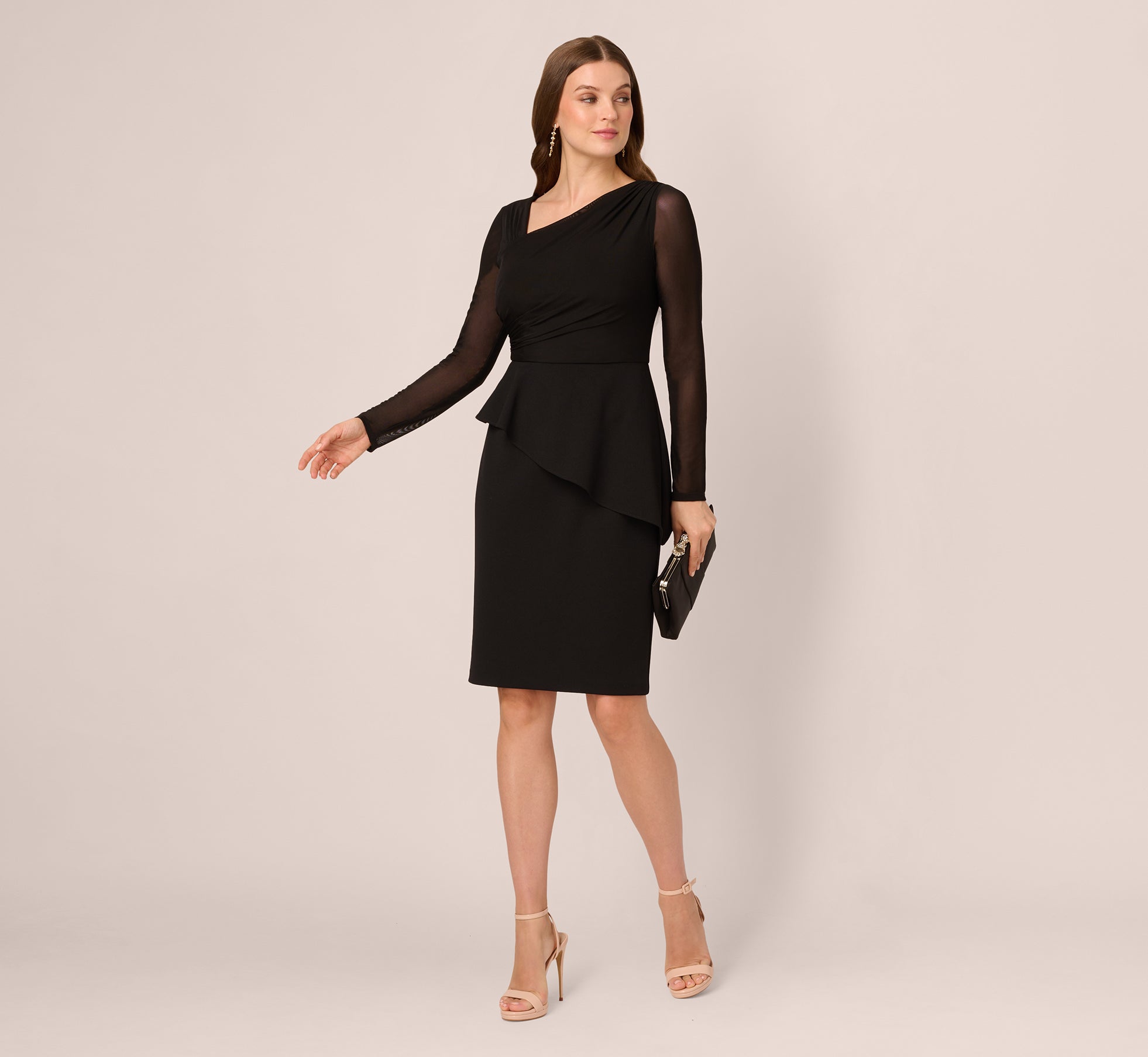 Adrianna Papell AP1D106060 Long Sleeve Scuba Cocktail Dress