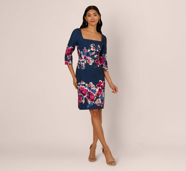 Adrianna Papell AP1D106145 Short Floral Cocktail Dress