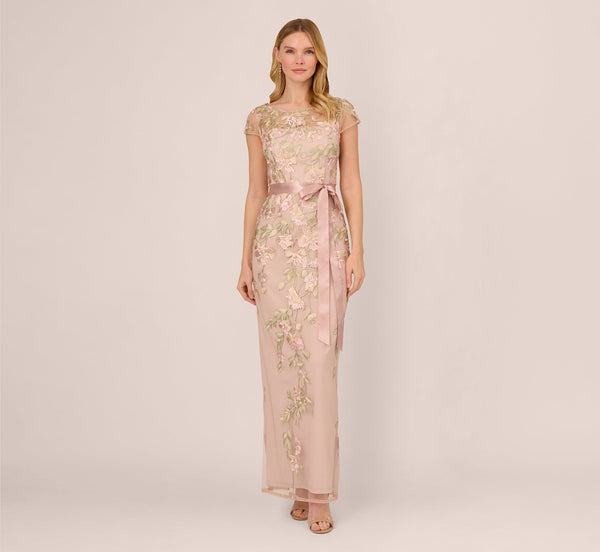 Adrianna Papell AP1E201621 Long Floral Chiffon Formal Dress