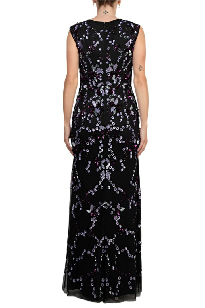 Adrianna Papell AP1E210845 Sequin Slit Long Formal Beaded Evening Dress