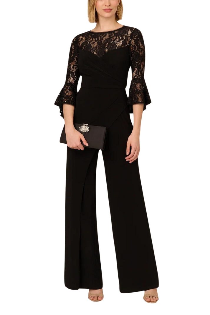 Adrianna Papell AP1E211361 Ruffle Long Formal Lace Jumpsuit