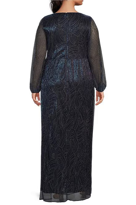 Adrianna Papell AP1E211423 W Plus Size Long Sleeve Formal Evening Dress