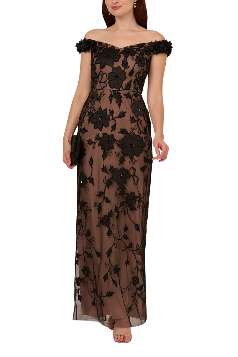 Adrianna Papell AP1E211504 Long Fitted Beaded Sequin Formal Dress