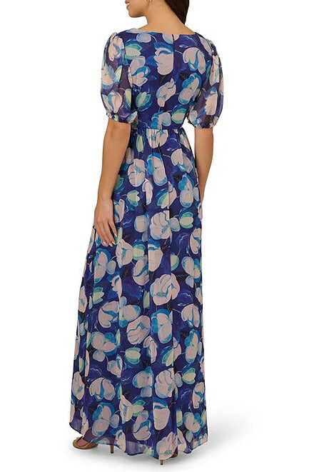 Adrianna Papell AP1E211771 Floral Long Print Formal Pleated Evening Dress