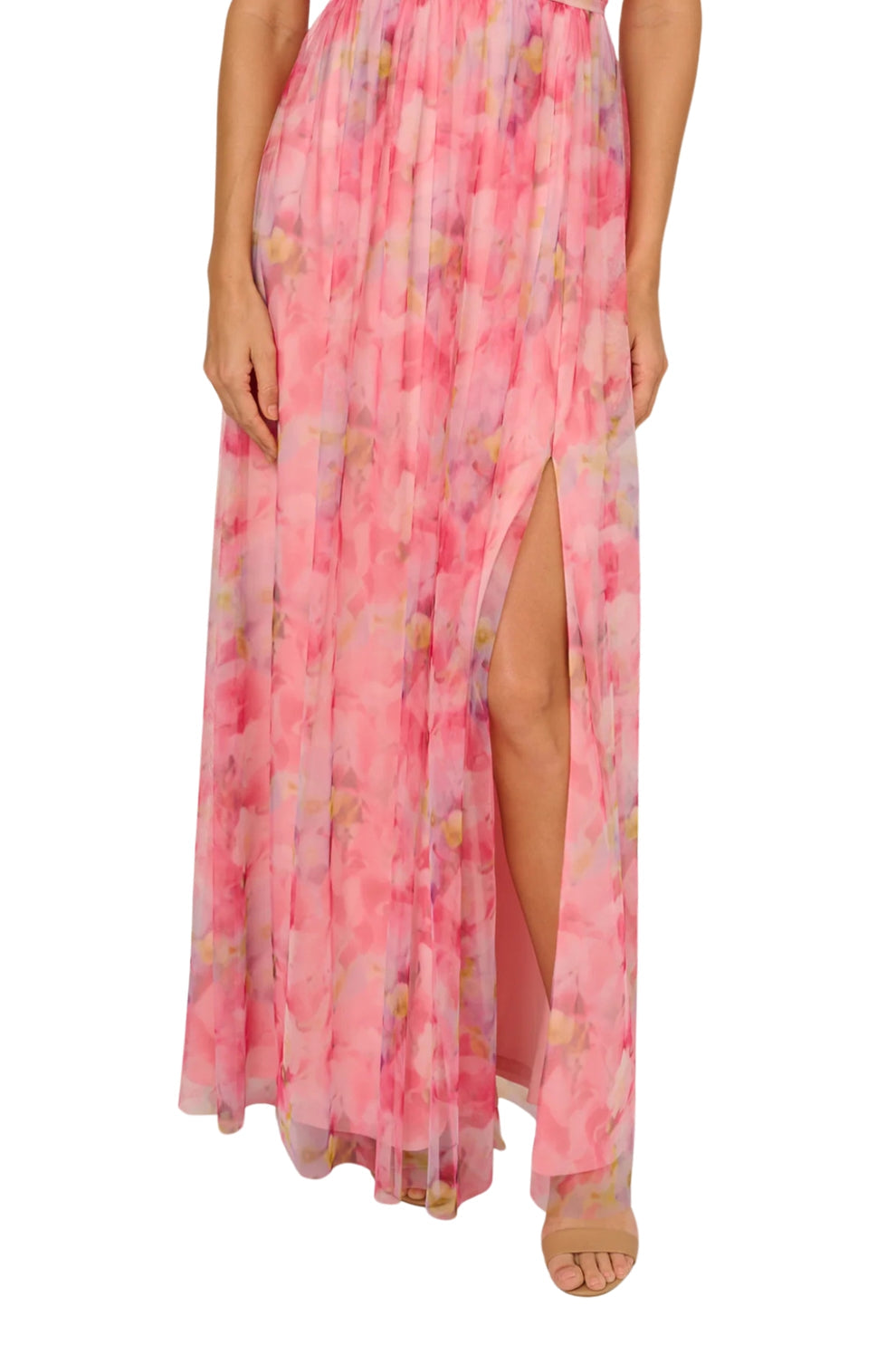 Adrianna Papell AP1E211921 Long Formal A Line Floral Printed Prom Dress
