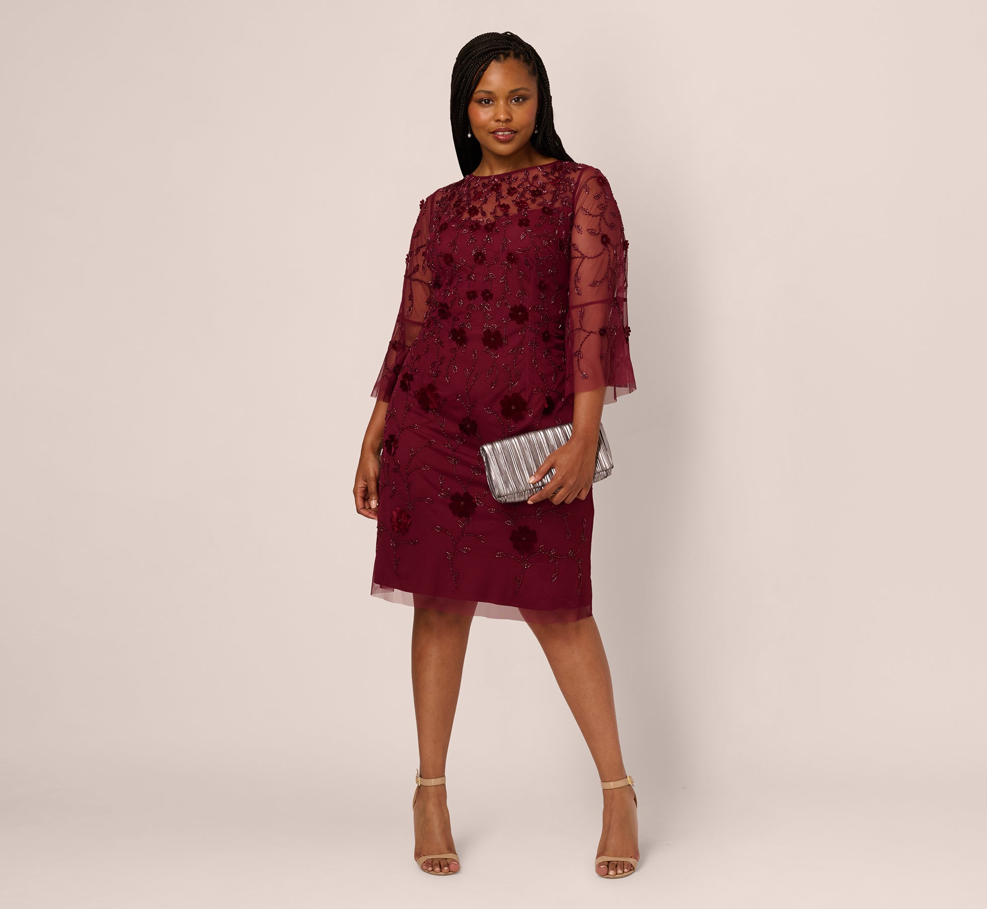 Adrianna Papell Bead Velvet Sheath Dress