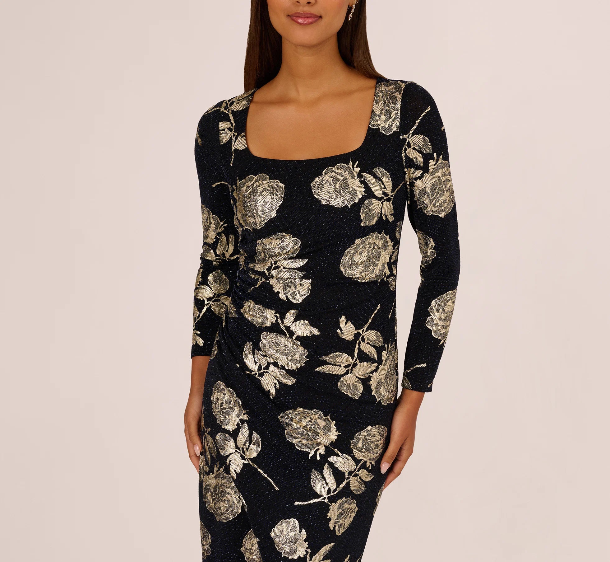 Floral Metallic Knit Gown Adrianna Papell AP1E212486