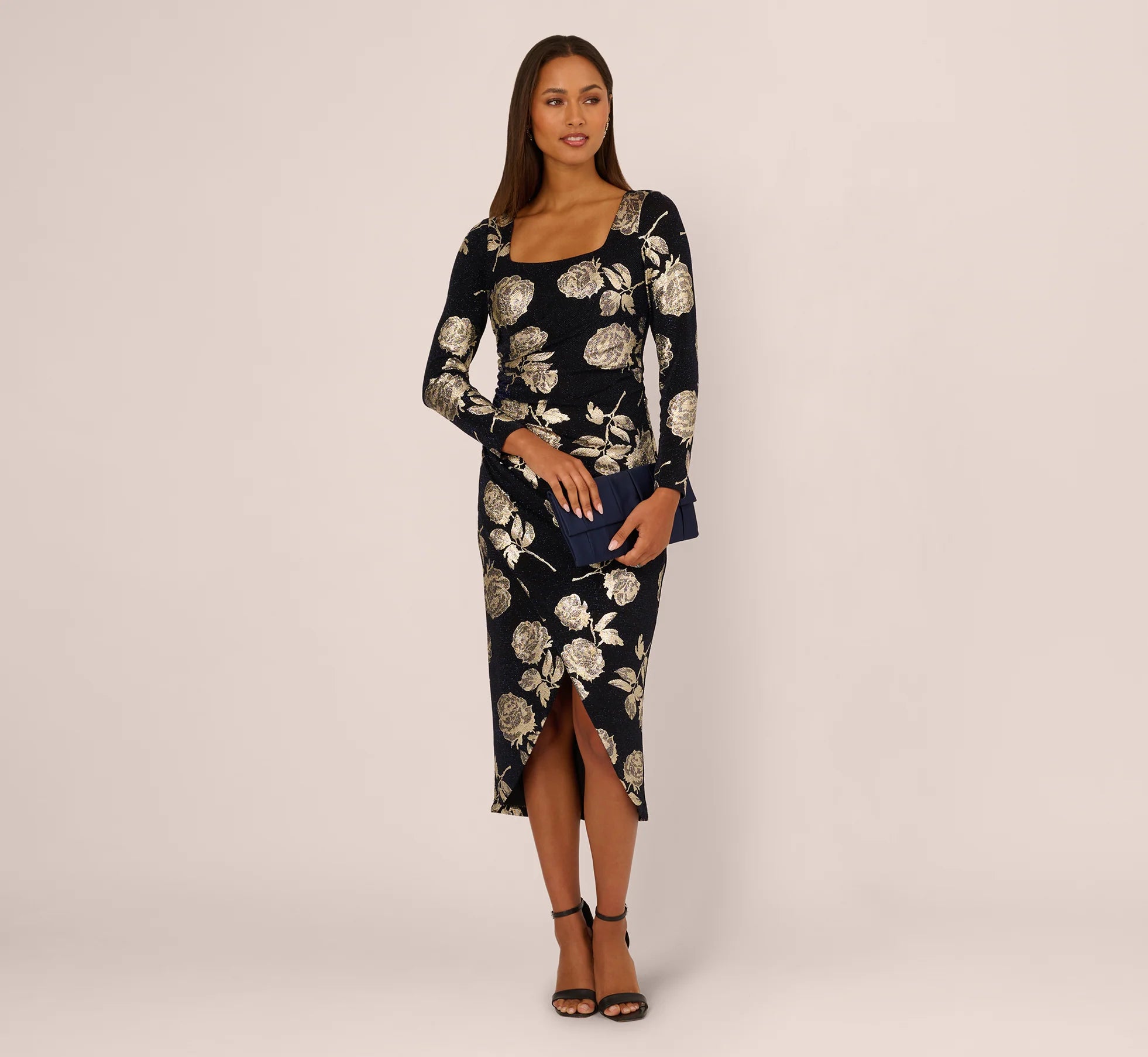 Floral Metallic Knit Gown Adrianna Papell AP1E212486
