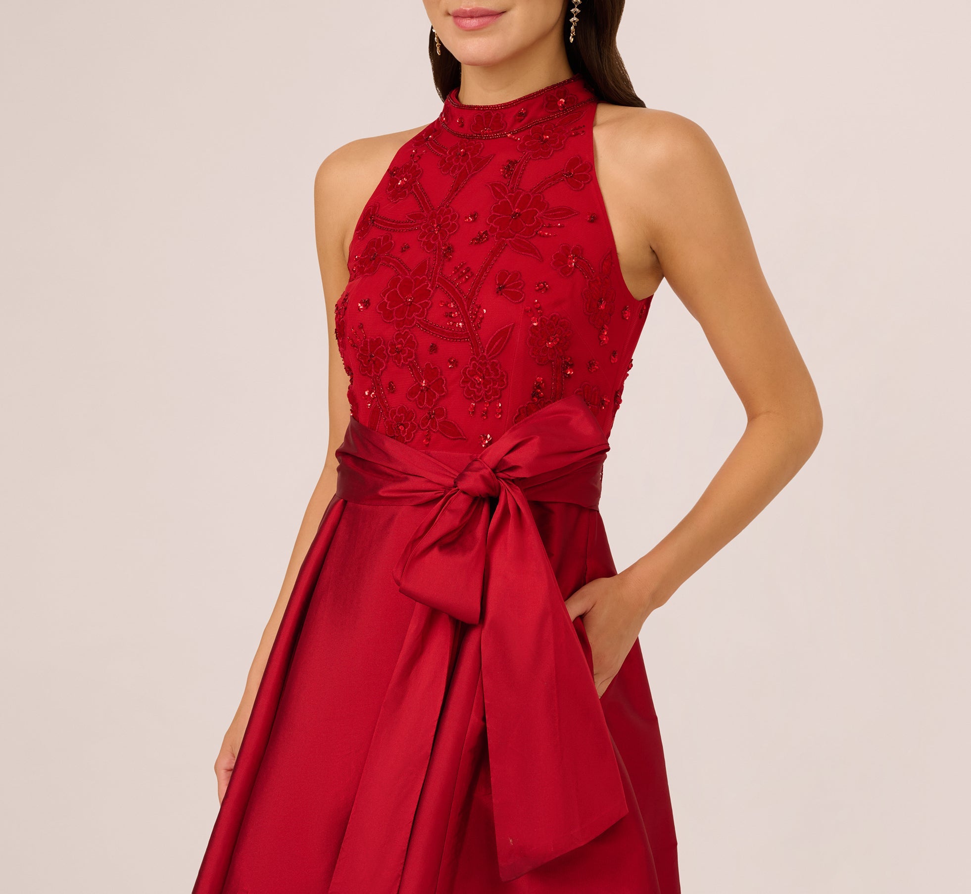 Halter High-Low Satin Formal A-Line Adrianna Papell AP1E212540
