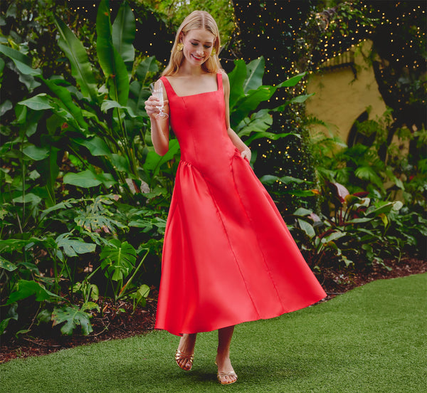 Adrianna Papell AP1E212799 A Line Mikado Cocktail Dress