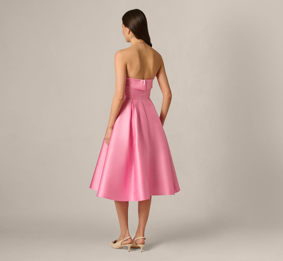 Strapless Bow Waist Mikado Midi Dress Adrianna Papell AP1E213129