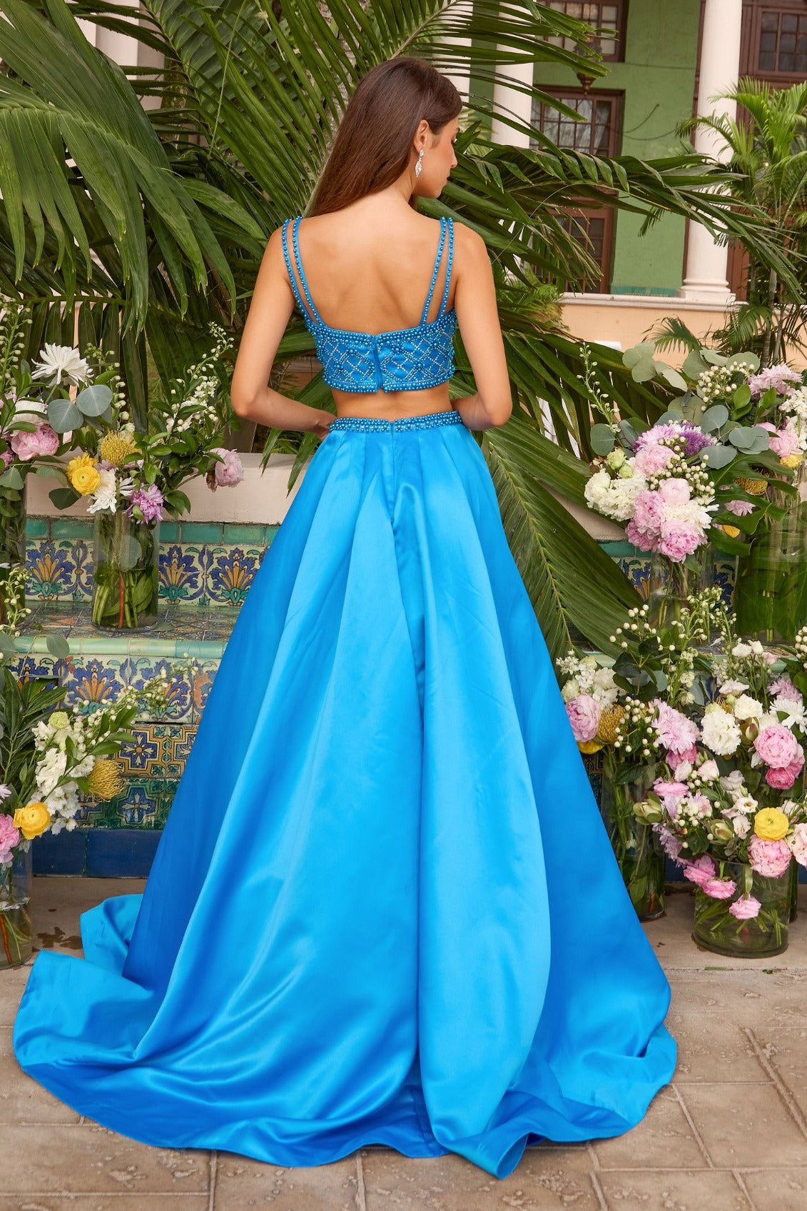 Ava Presley Two Piece Beaded Satin Ball Gown 42531