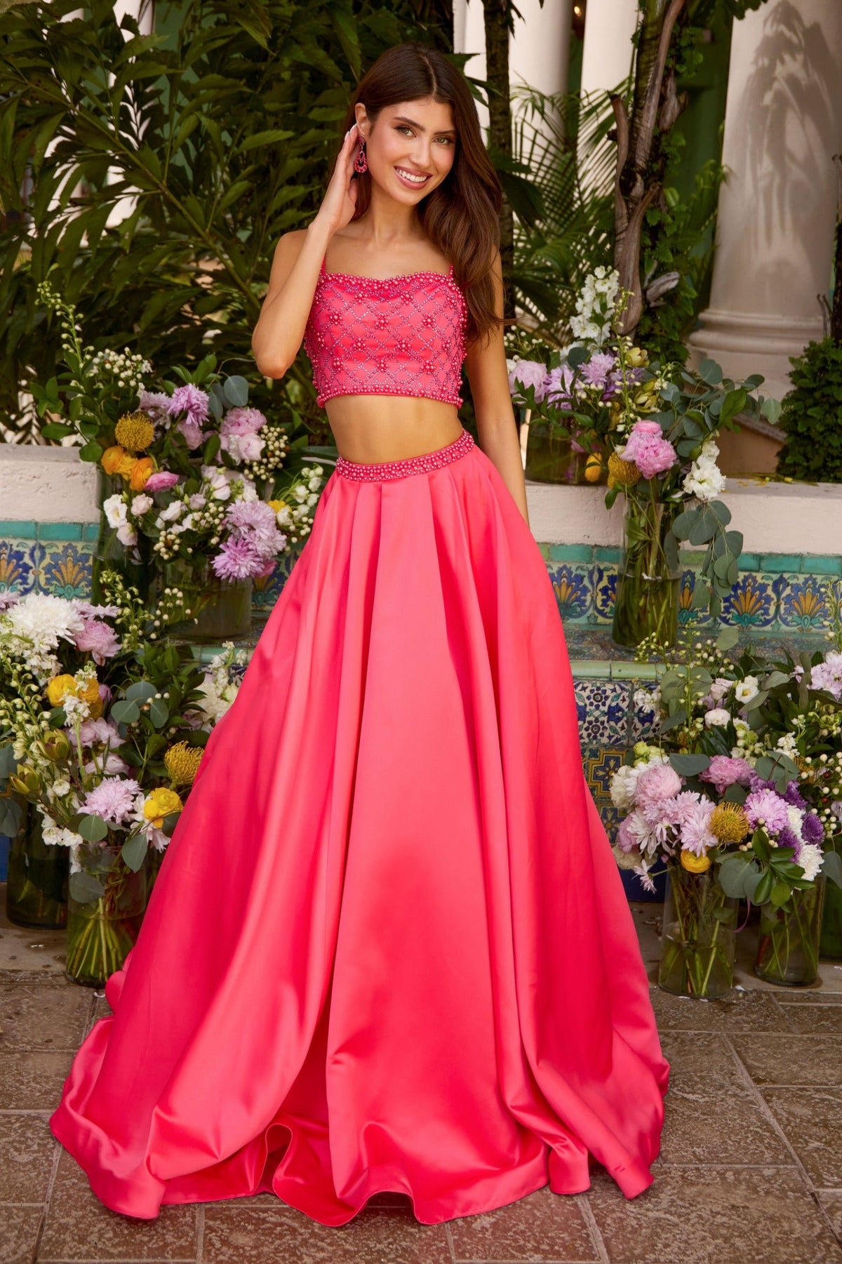 Ava Presley Two Piece Beaded Satin Ball Gown 42531