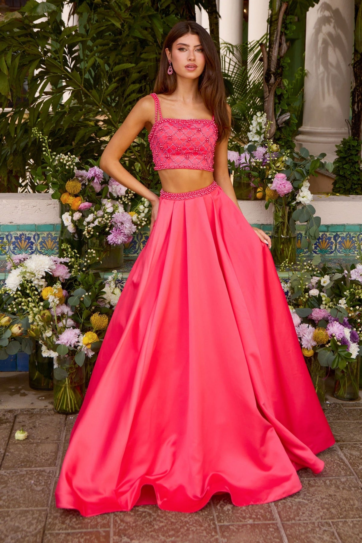 Ava Presley Two Piece Beaded Satin Ball Gown 42531