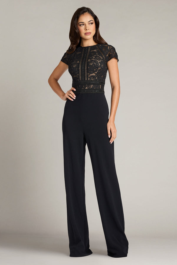Crew High-Neck Floor-Length Lace Formal Sheath Column Tadashi Shoji AYV17705Y