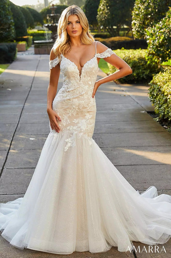Floral Mermaid Lace Long Bridal Dress Amarra 84398