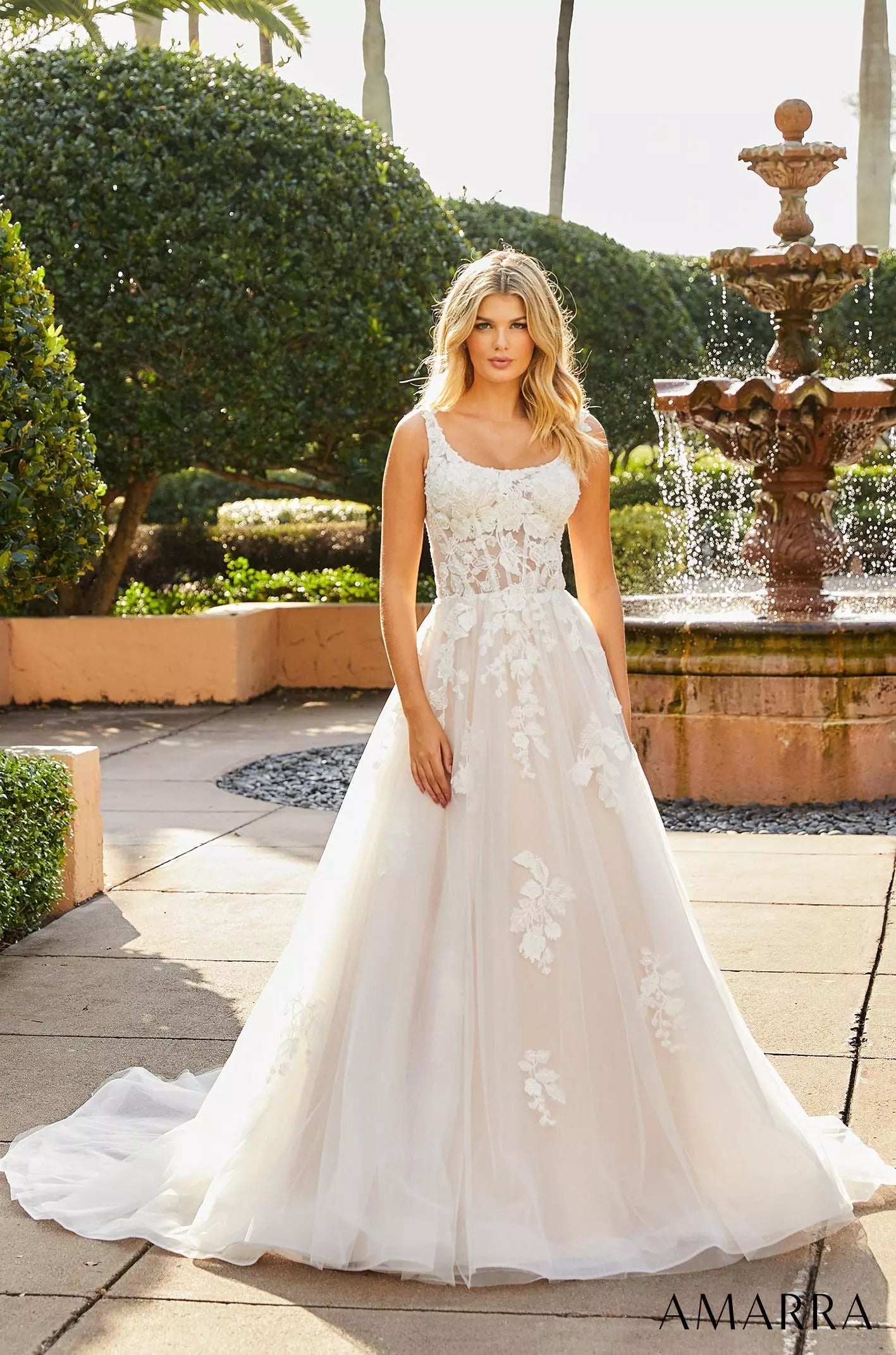 Wedding Dresses Ball Gown Long Floral Bridal Wedding Dress Amarra 84392 Ivory/Nude