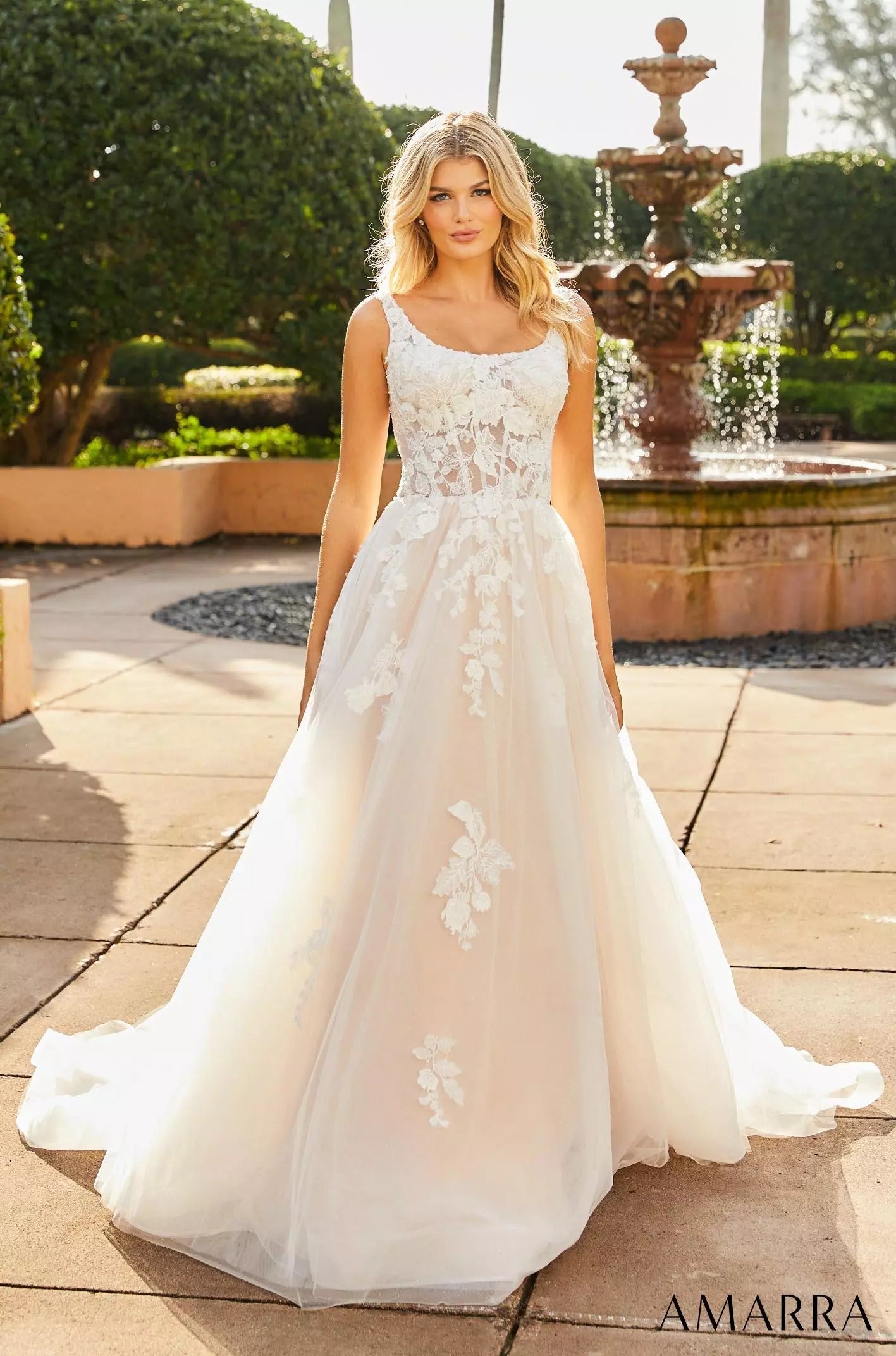 Wedding Dresses Ball Gown Long Floral Bridal Wedding Dress Amarra 84392 Ivory/Nude