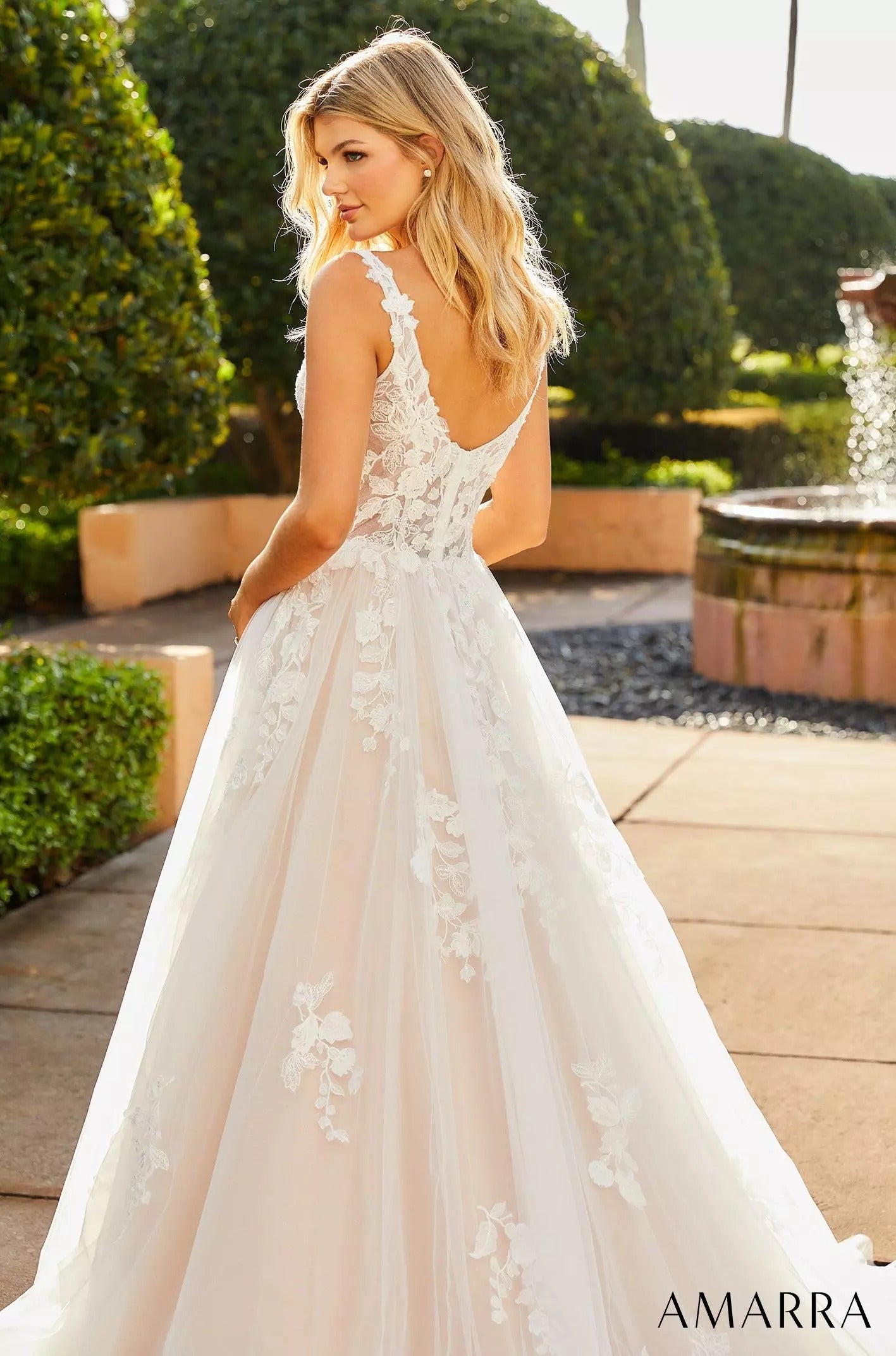 Wedding Dresses Ball Gown Long Floral Bridal Wedding Dress Amarra 84392 Ivory/Nude