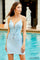 Cocktail Dresses Short A Line Jersey Cocktail Dress Light Blue