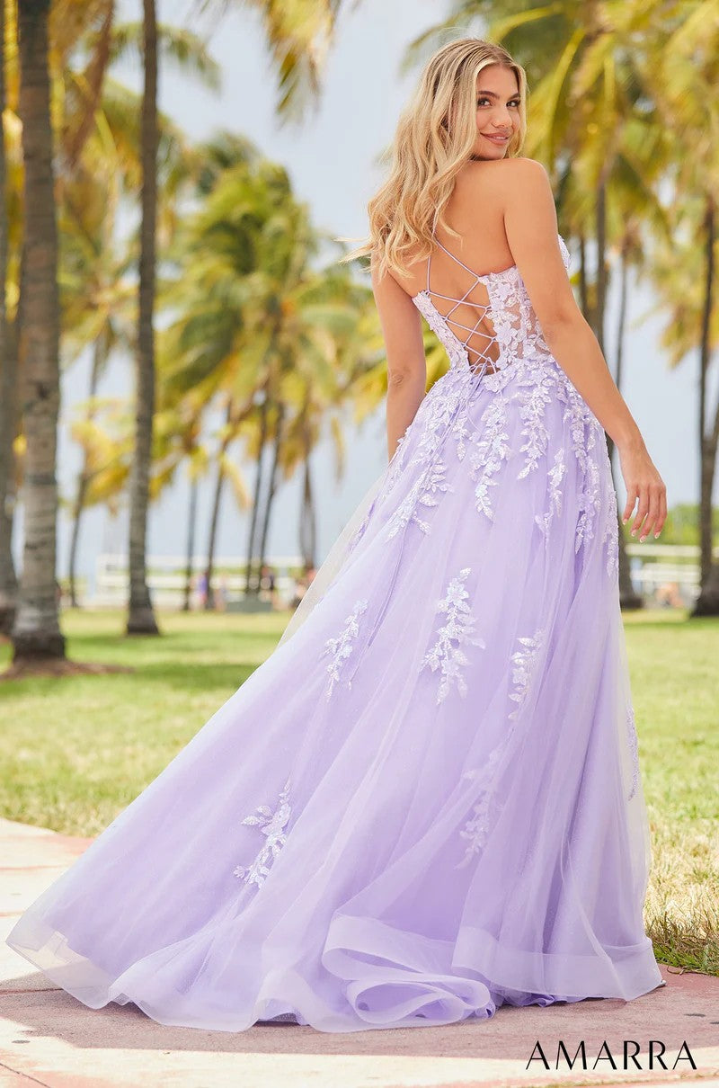 Amarra 88624 Long Formal A Line Glitter Prom dress
