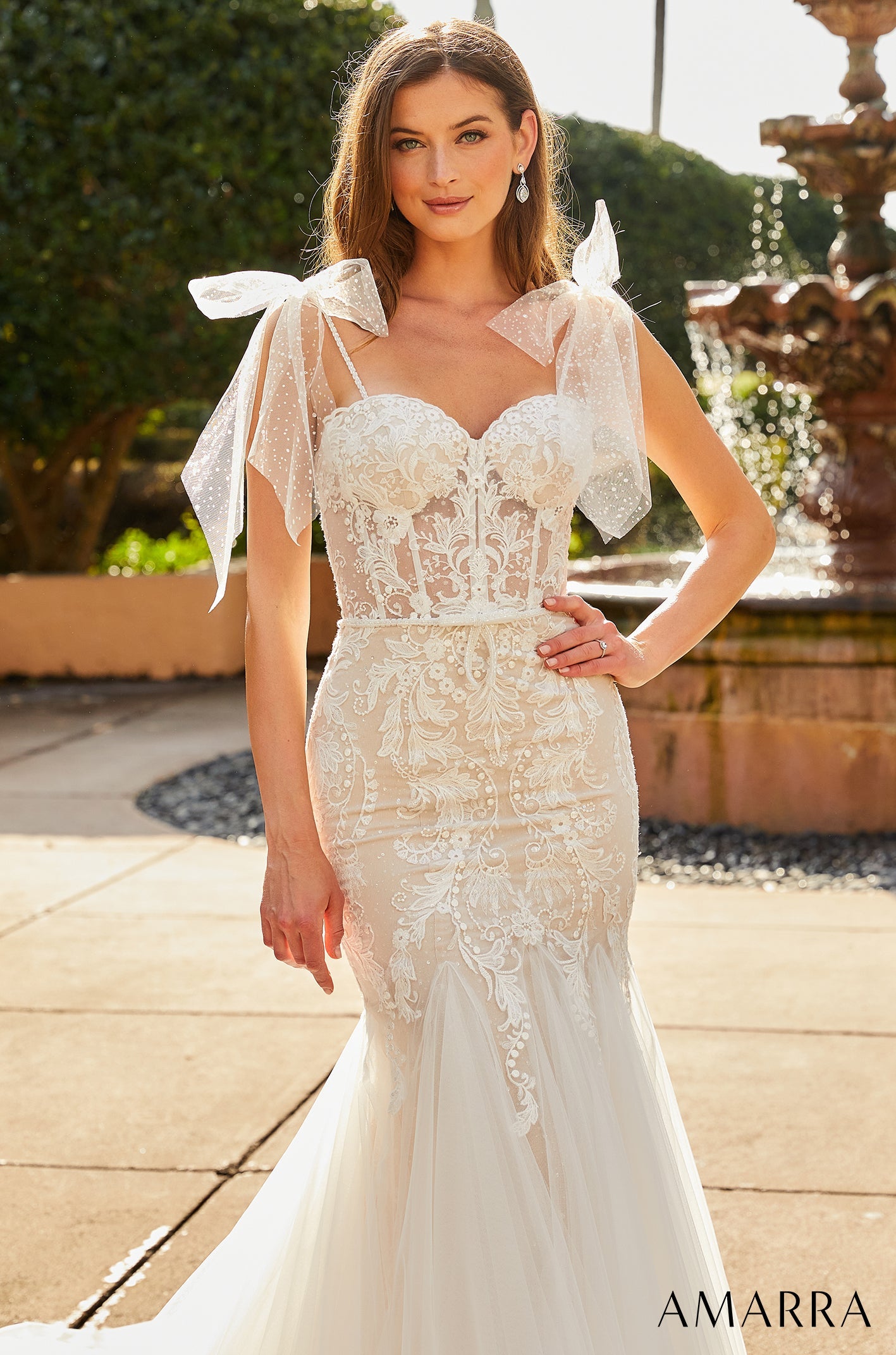 Wedding Dresses Long Beaded Bridal Wedding Dress Amarra 84378 Ivory/Nude