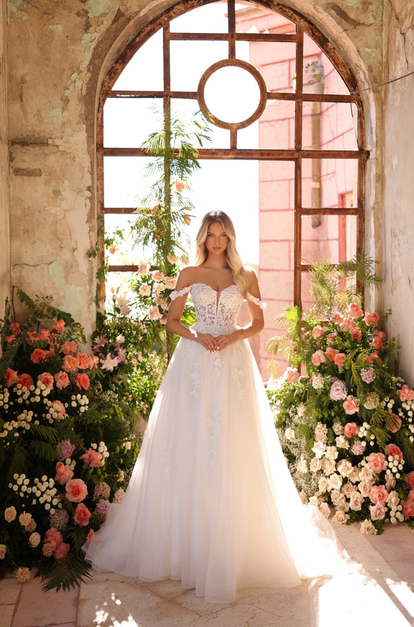 Long Corset Lace Bridal Wedding Dress Amarra 44016