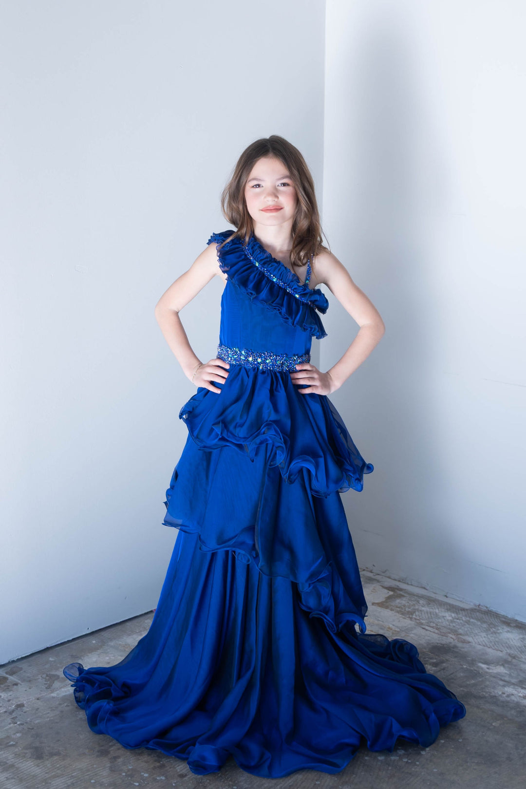 One-Shoulder Floor-Length Chiffon Special Occasion Ball Gown Ava Presley 26827