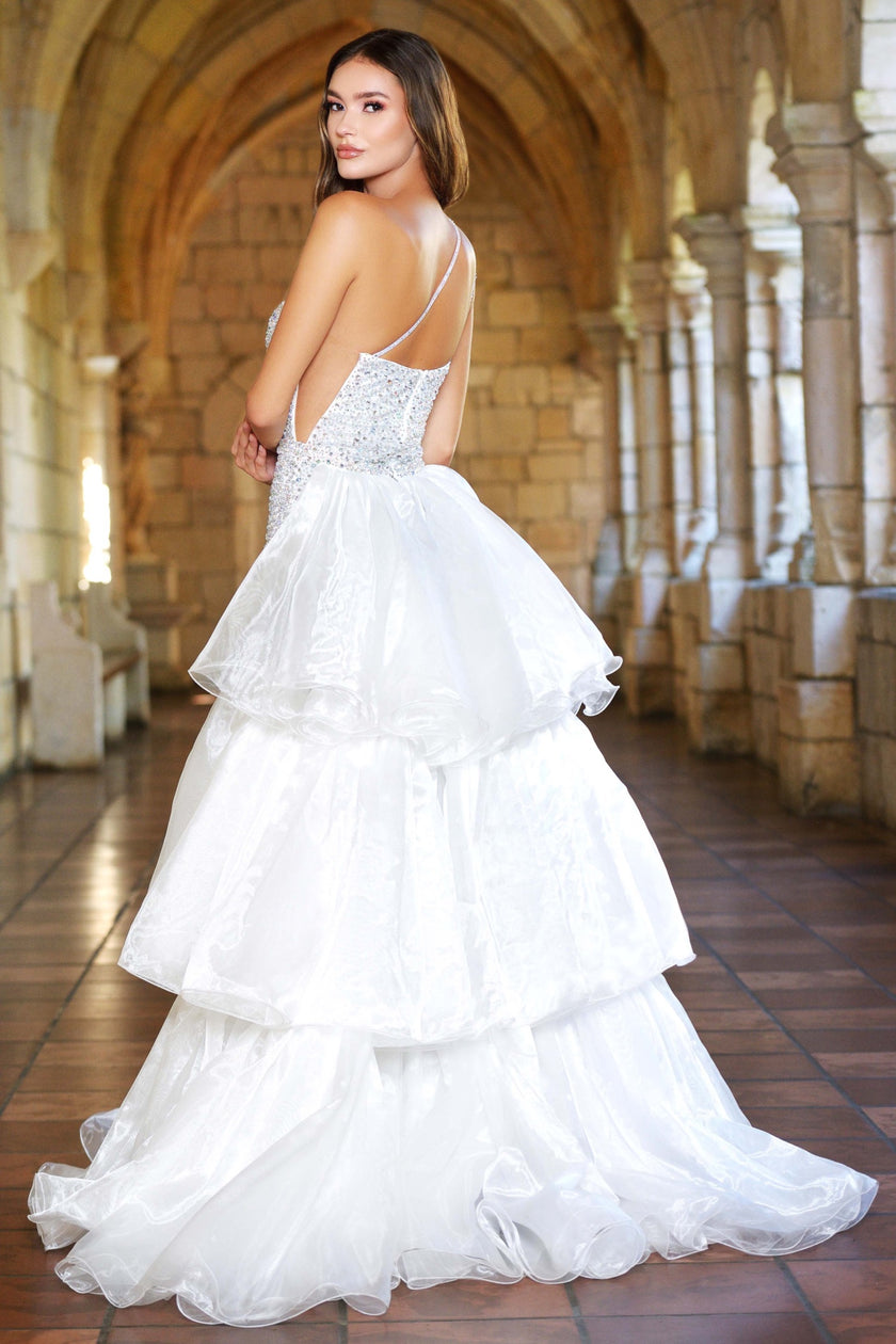 Prom Dresses Ball Gown Long Slit Formal Prom Dress White