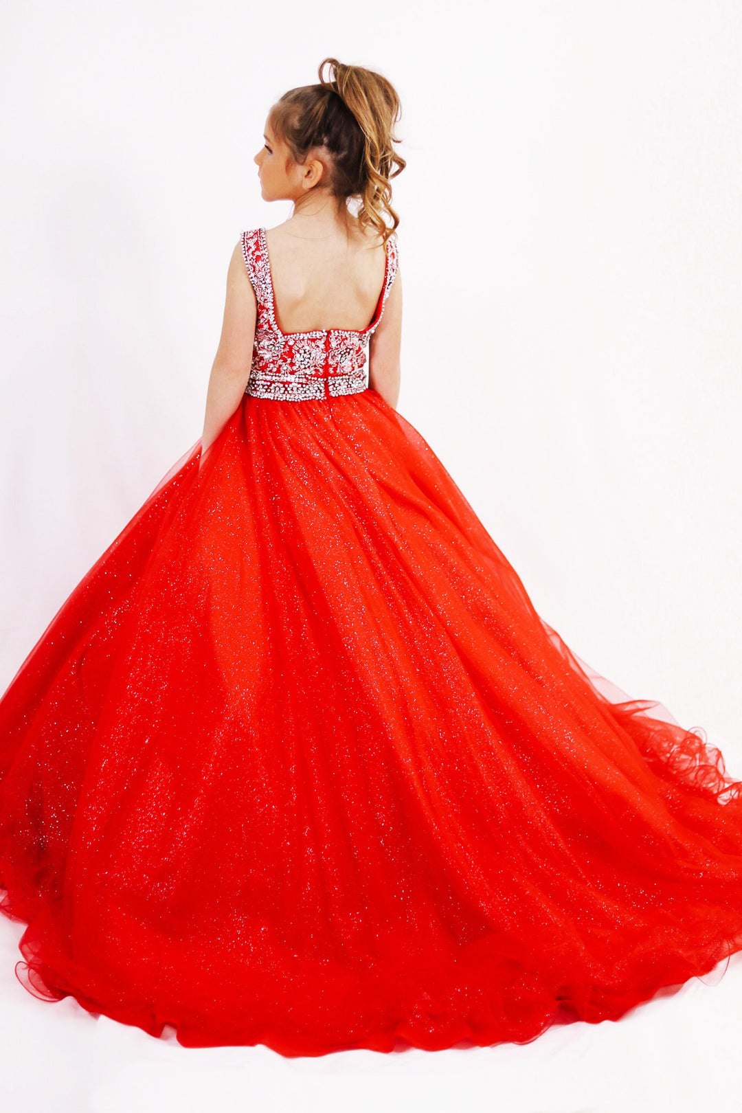 V-Neck Floor-Length Tulle Prom Ball Gown Ava Presley 27723