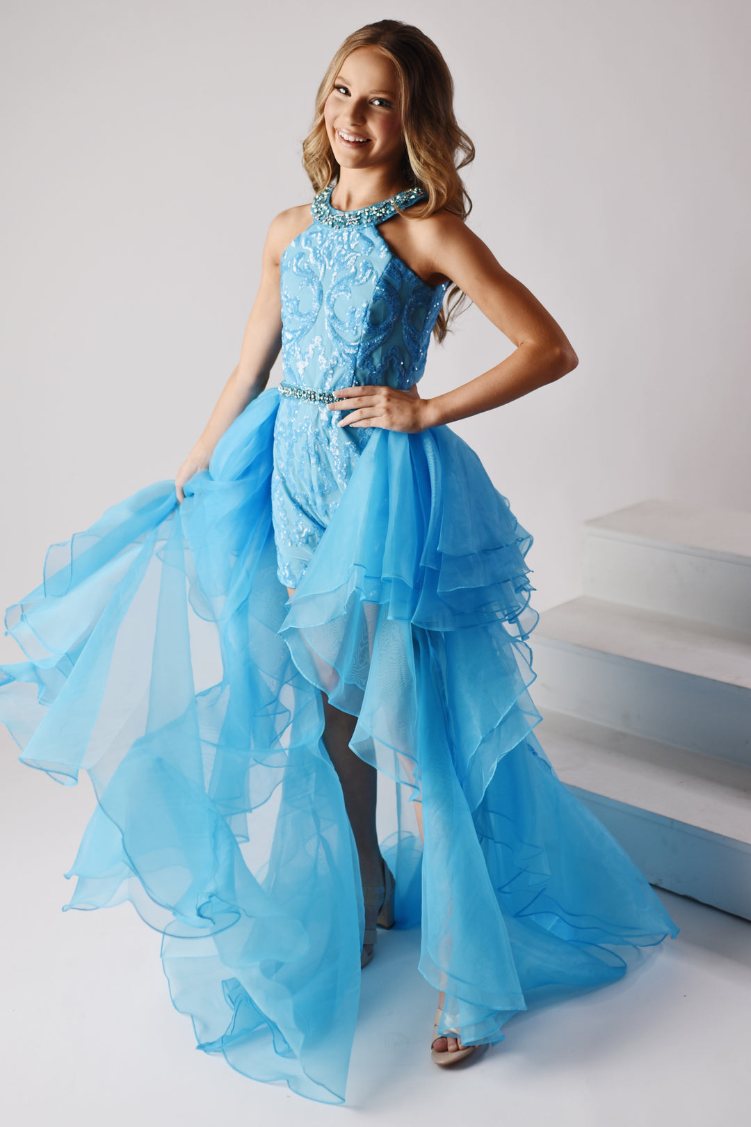Halter High-Low Sequin Special Occasion A-Line Ava Presley 27735