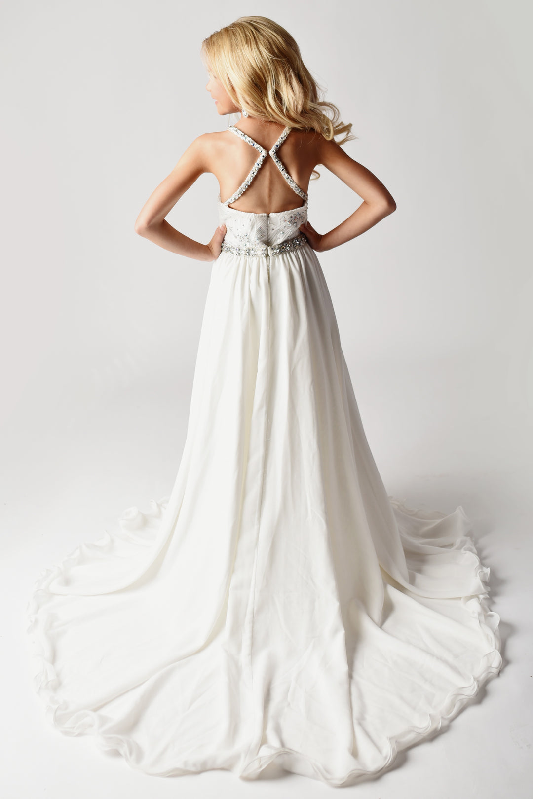 Halter Floor-Length Lace Wedding Dress Sheath Ava Presley 27730