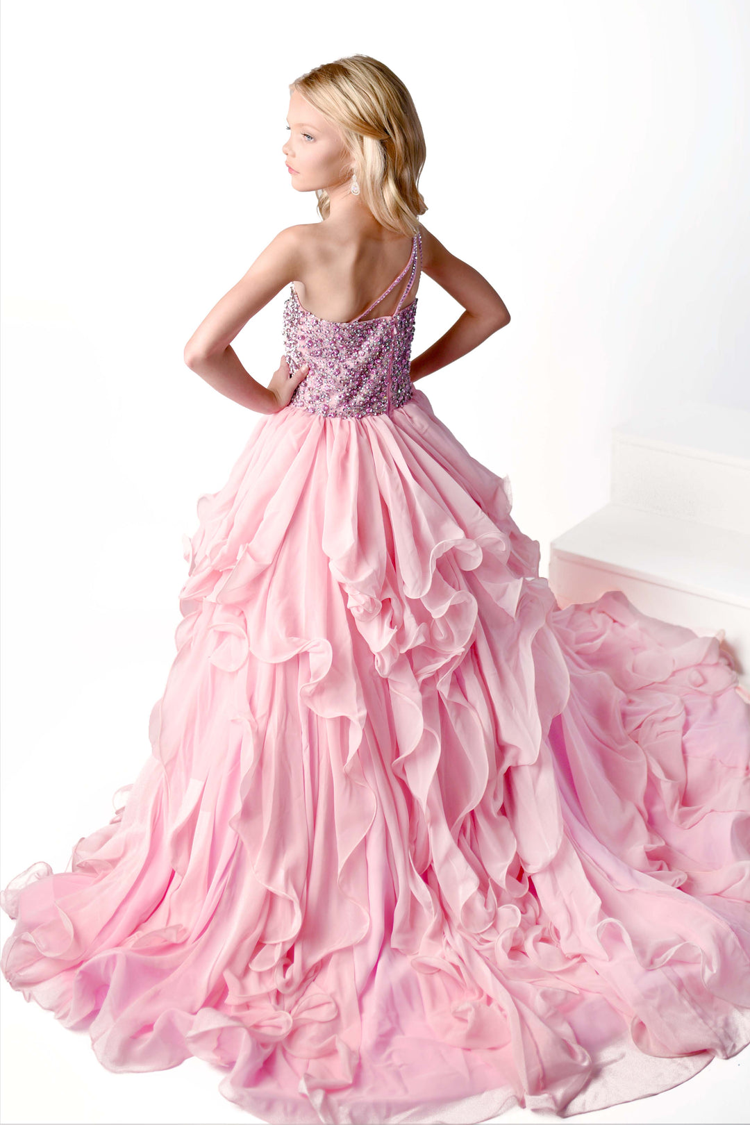 One-Shoulder Floor-Length Chiffon Prom Ball Gown Ava Presley 38024