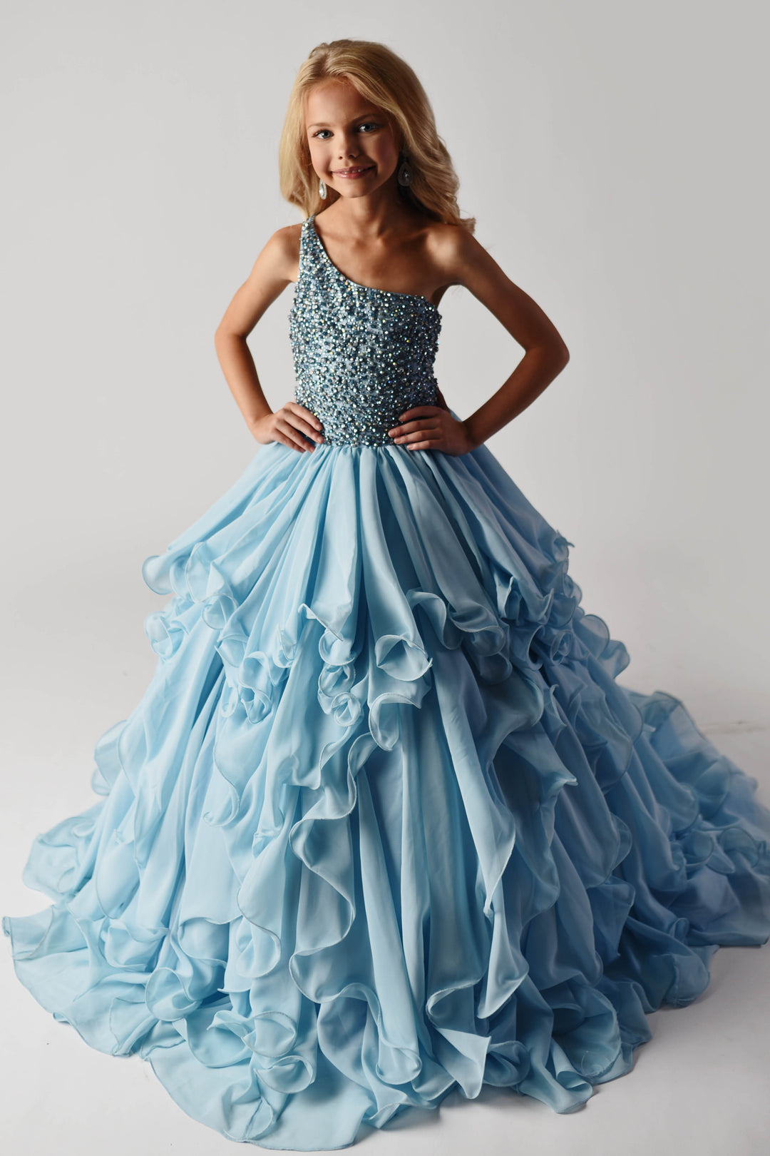 One-Shoulder Floor-Length Chiffon Prom Ball Gown Ava Presley 38024