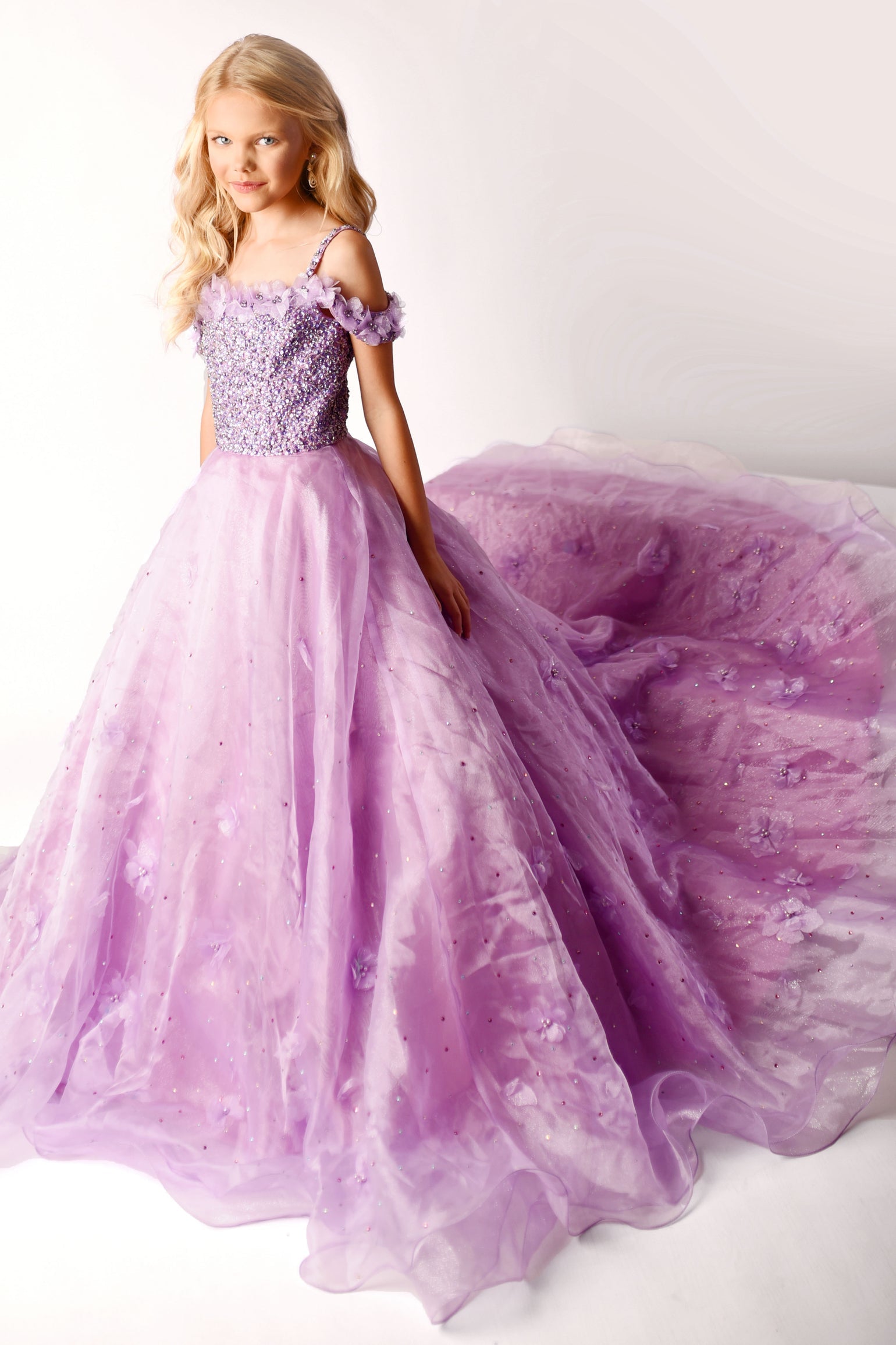 Off-the-Shoulder Floor-Length Tulle Prom Ball Gown Ava Presley 38034