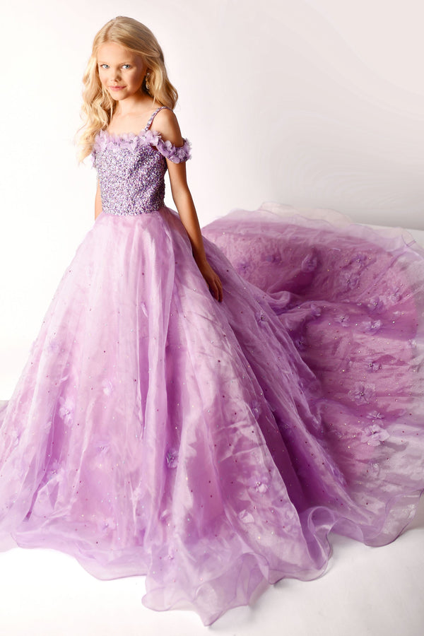 Off-the-Shoulder Floor-Length Tulle Prom Ball Gown Ava Presley 38034